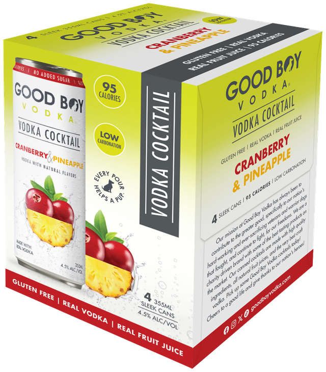 Good Boy Vodka Cocktail Cranberry & Pineapple 4pk - Presale