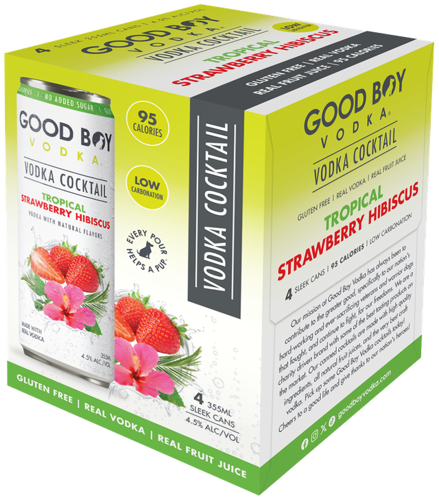 Good Boy Vodka Cocktail Tropical Strawberry Hibiscus 4pk - Presale
